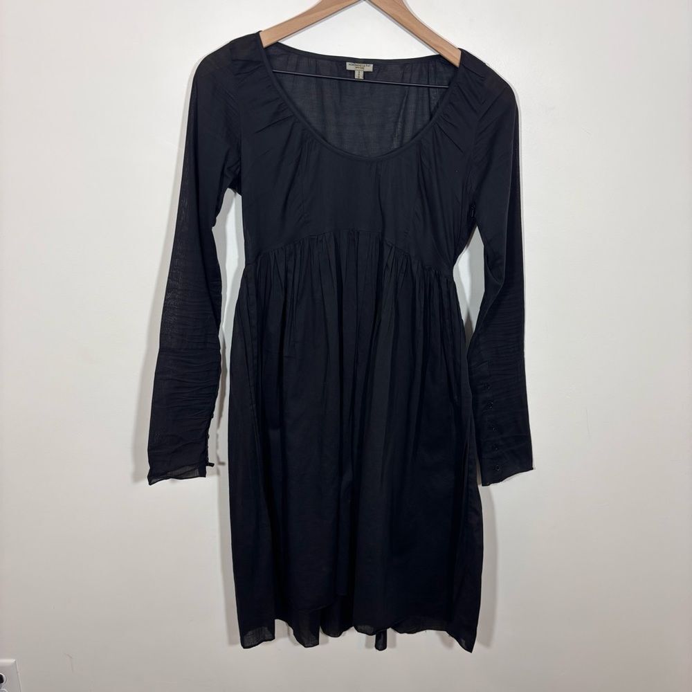 Morgane Le Fay Classic Black Long-Sleeve Dress Lightweight Unlined Cotton LBD SM